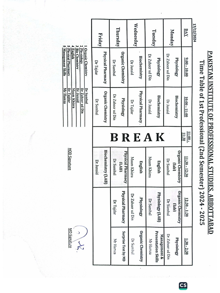 Timetable | PDF