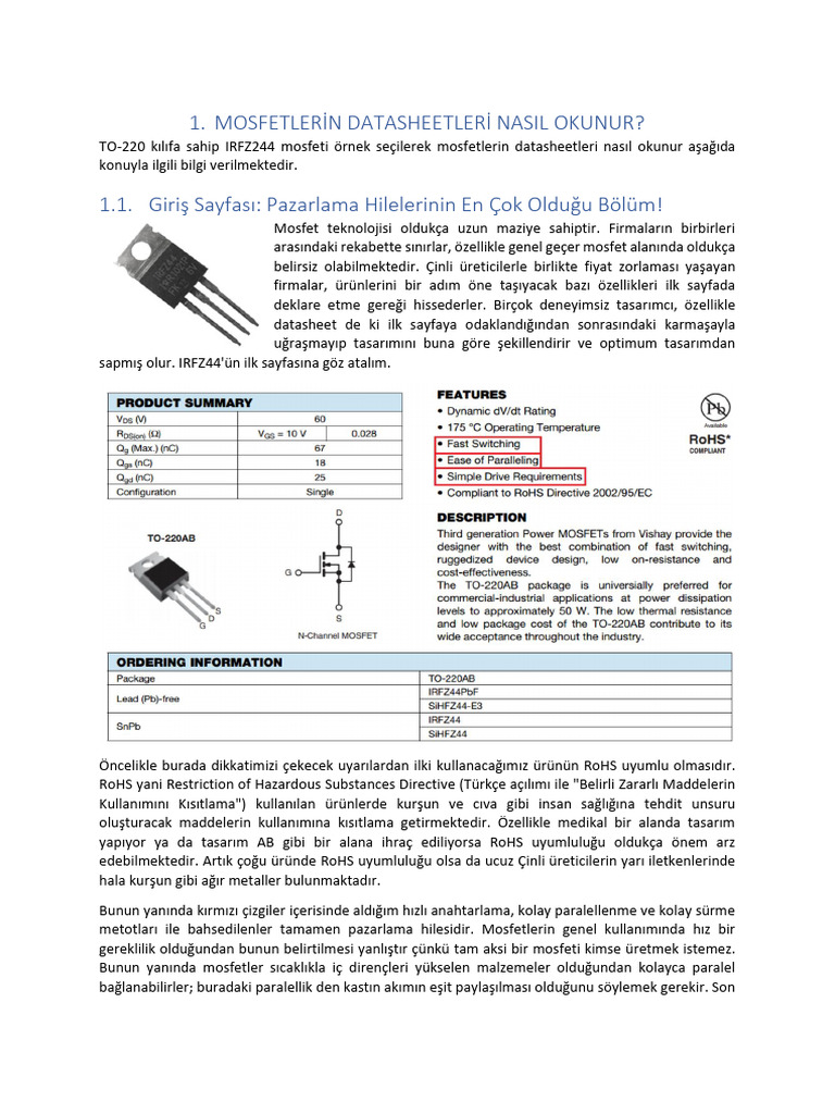 Mosfet - Datasheet - Okuma | PDF