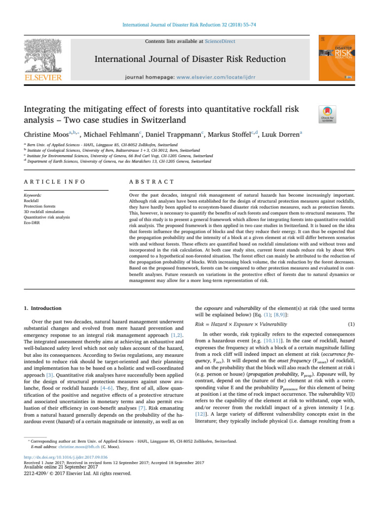 Forests in Rockfall Risk Analysis | PDF | Risk | Hazards