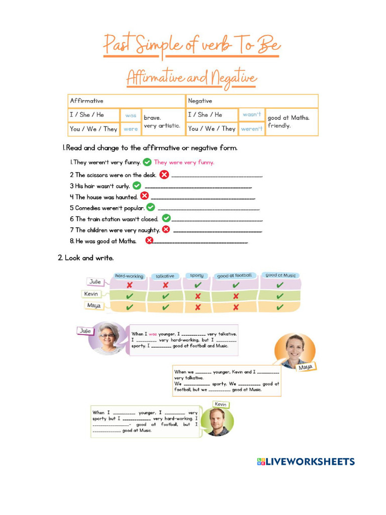 Lesson 22.1 Past Tense To Be Affirmative and Negative HW | PDF