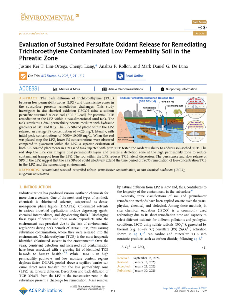 Lim Ortega Et Al 2025 Evaluation of Sustained Persulfate Oxidant ...