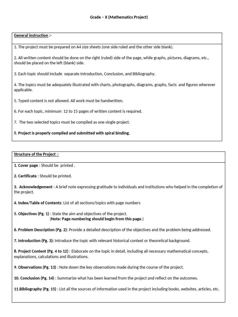 10th Grade Maths Project Guidelines | PDF | Expense | Budget