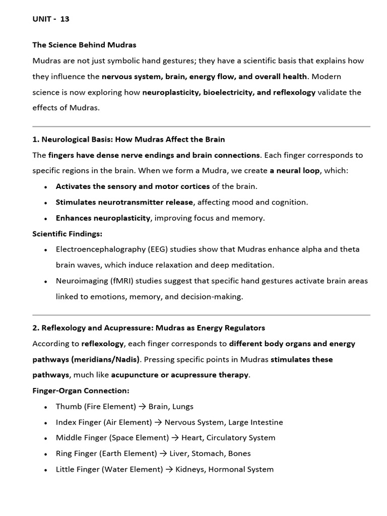 Science of Mudras and Their Benefits | PDF | Prana | Hormone