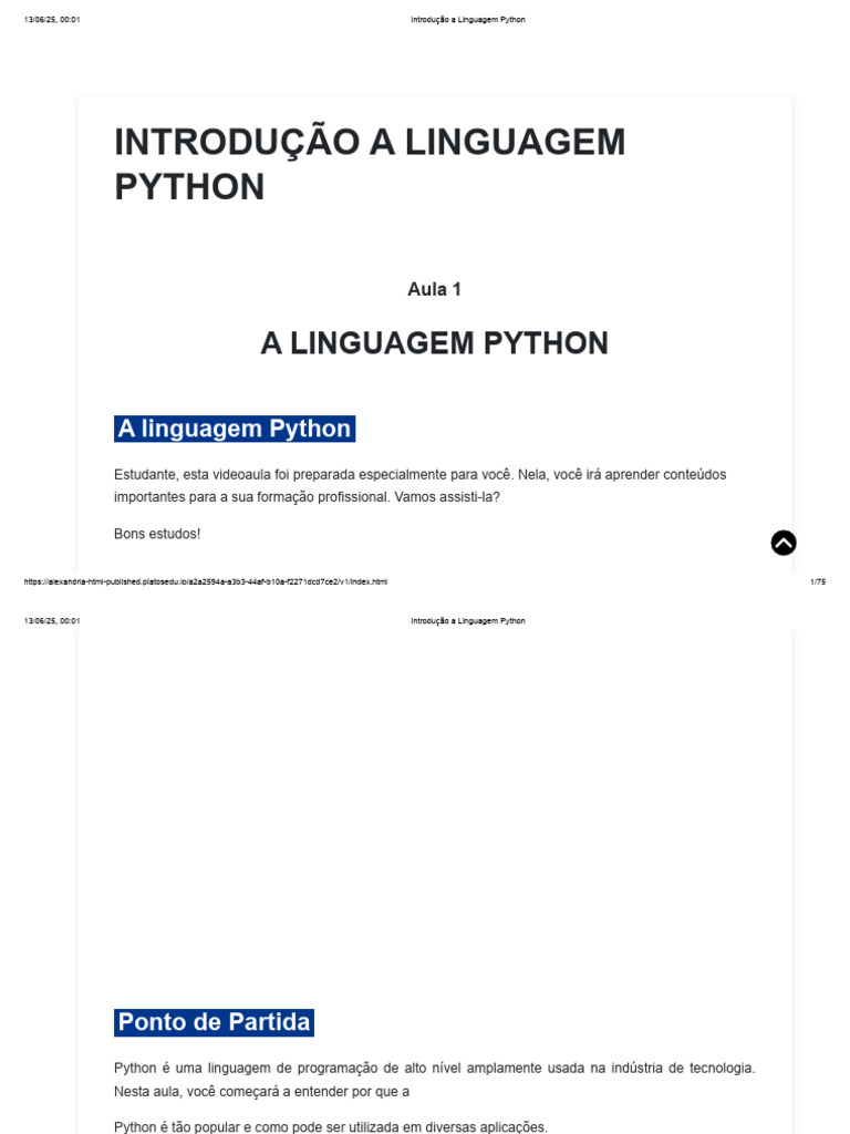 Introdução à Linguagem Python | PDF | Python (linguagem de programação ...