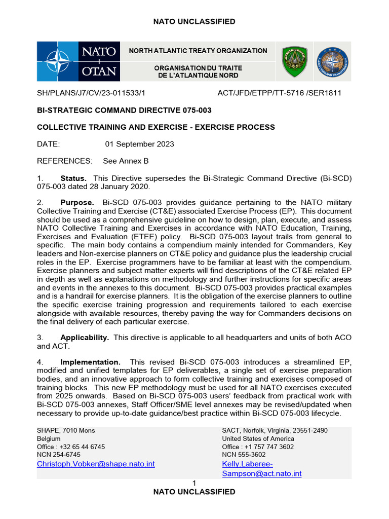 NATO Collective Training Directive 2023 | PDF | Military | Nato