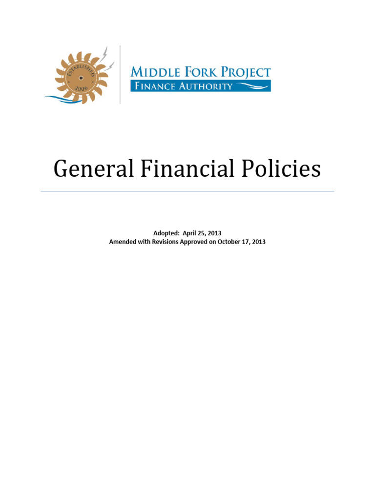 General Financial Polices PDF Budget Insurance
