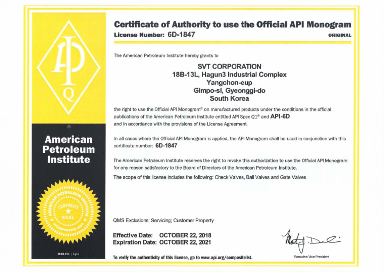 Api Cert 6D | PDF