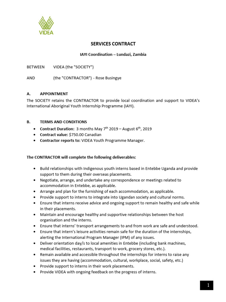 Services Contract Rose IAYI 2019 | PDF | Business Law | Private Law