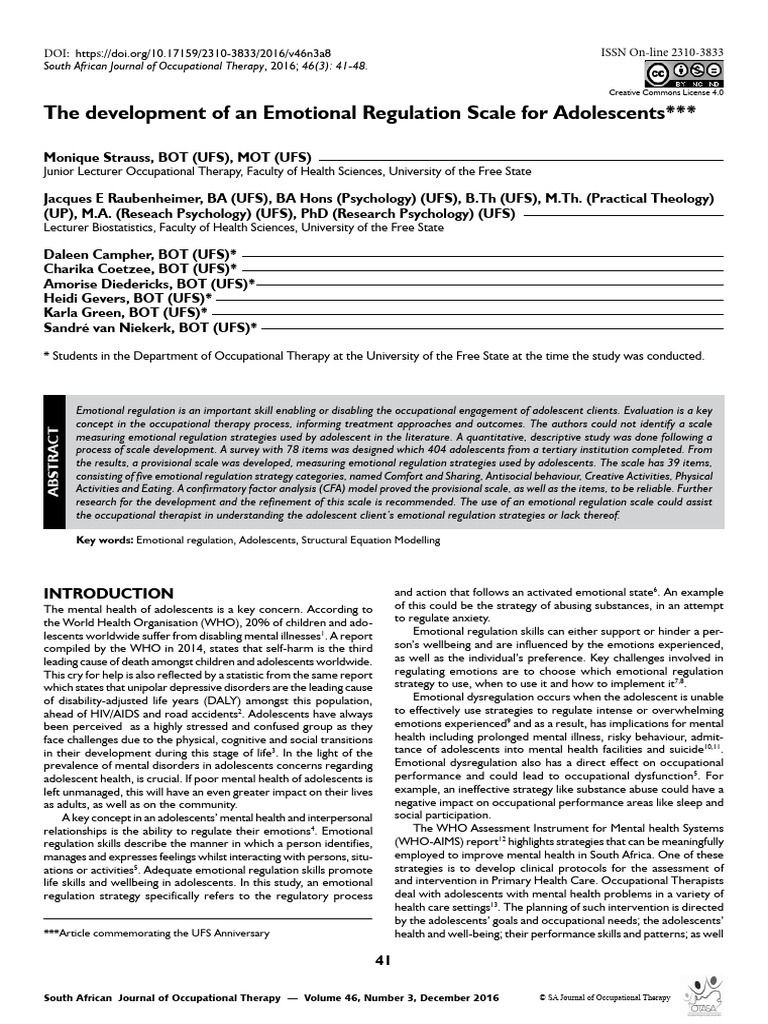 The Development of An Emotional Regulation Scale F | PDF | Mental ...