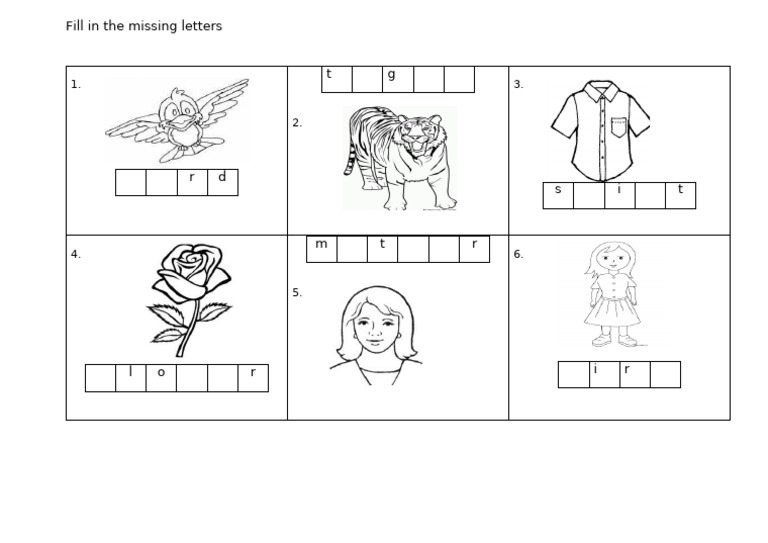Fill in The Missing Letters-Er, Ir | PDF