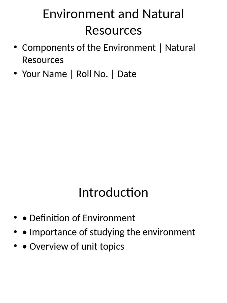 Unit 2 Environment and Natural Resources | PDF