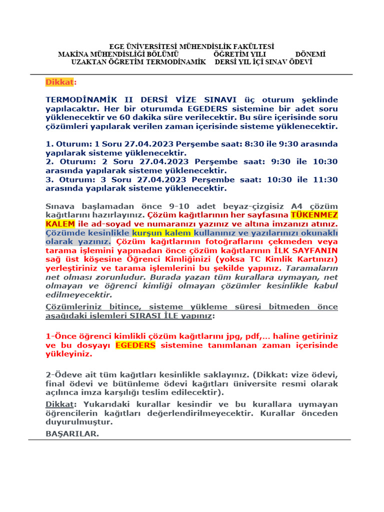 Termo2 ODEV Vize Oturum1 | PDF
