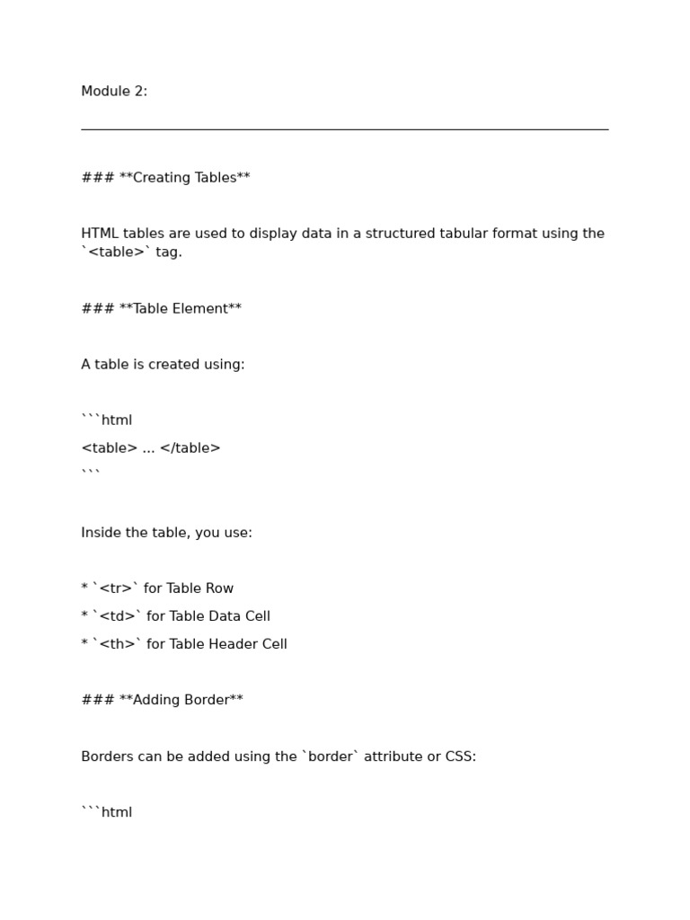 HTML Tables and Forms Guide | PDF | Html Element | Hypertext