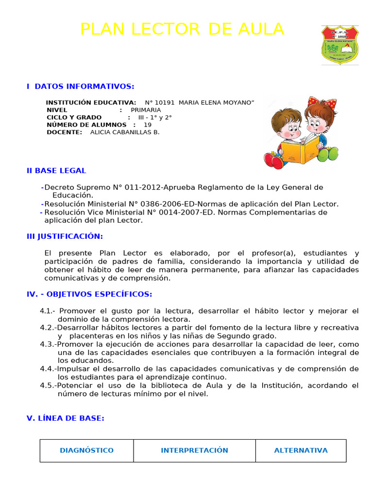 Plan Lector | PDF | Maestros | Comprensión lectora