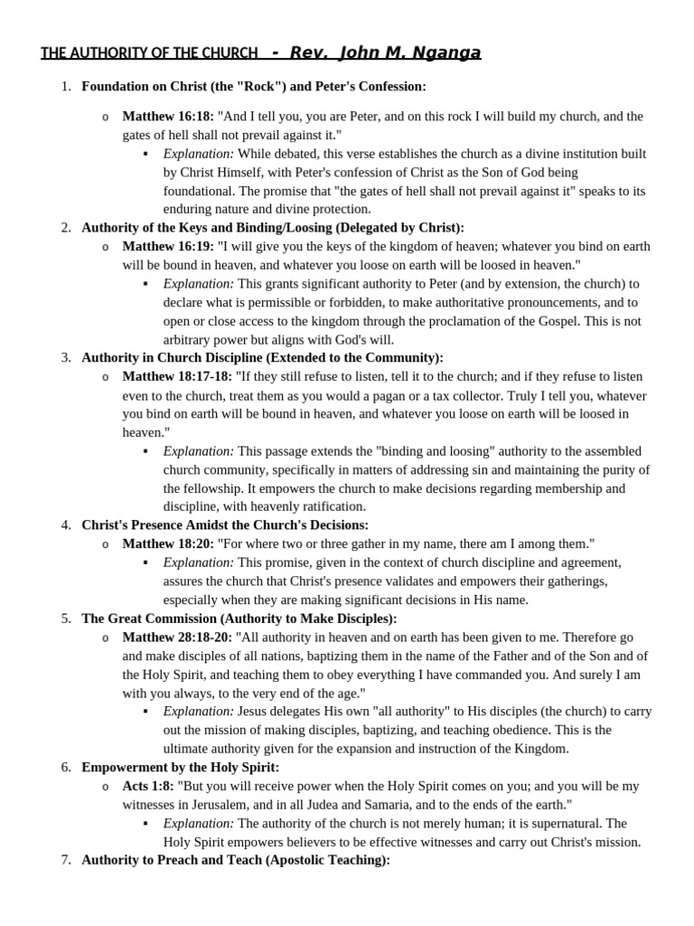 Authority of the Church Explained | PDF | Eucharist | Jesus