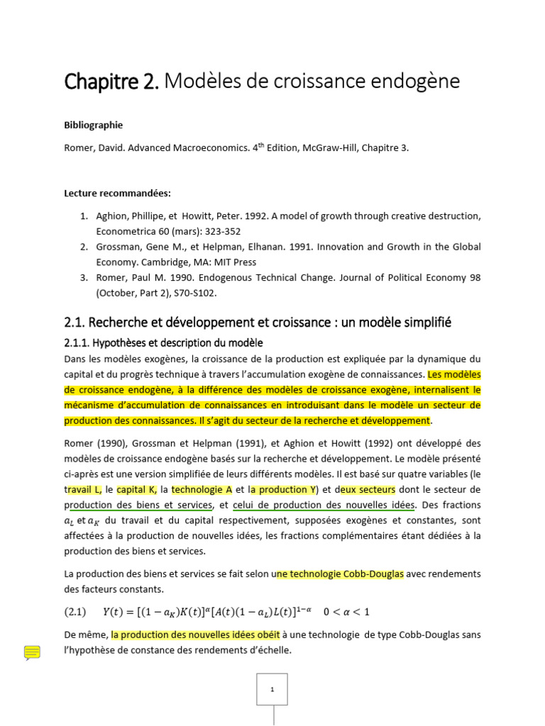 Modèles de croissance endogène et R&D | PDF | Salaires | Profit (Économie)