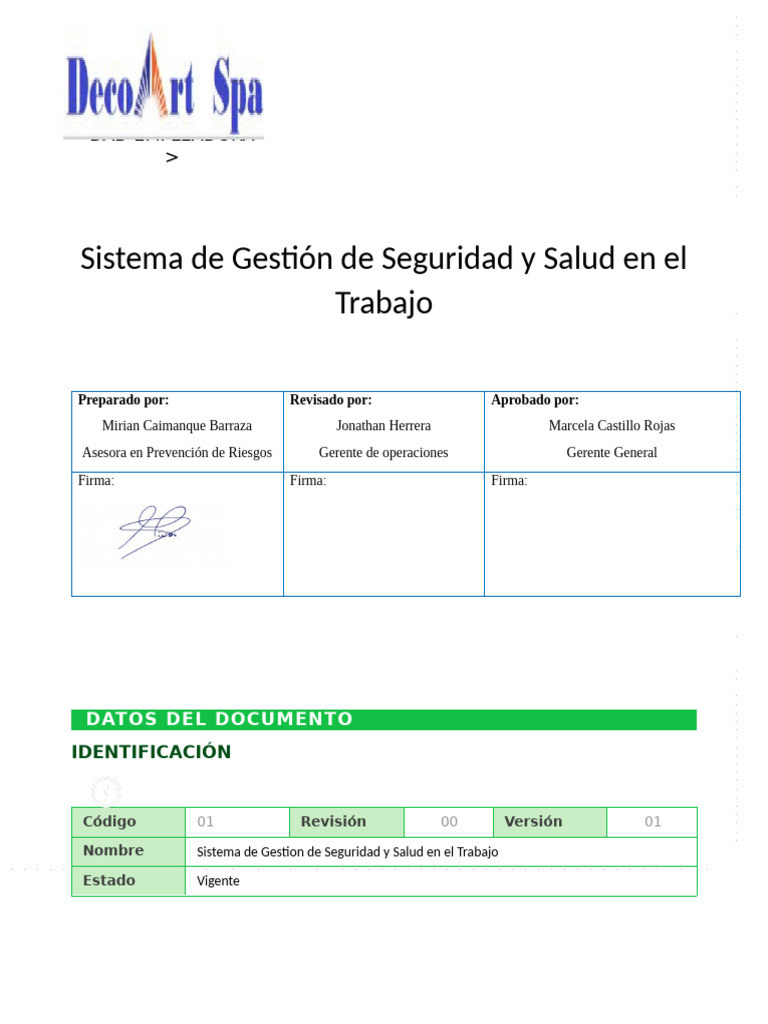 Sistema de Gestión de Seguridad Laboral | PDF | Seguridad y salud ...