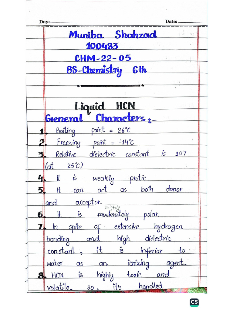 Liquid HCN (Muniba Shahzad) | PDF