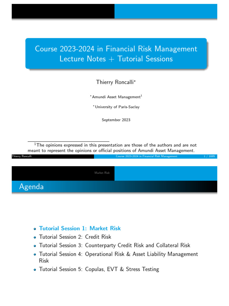 Financial Risk Management Part 3 Incomplete 1729358366 | PDF | Value At ...