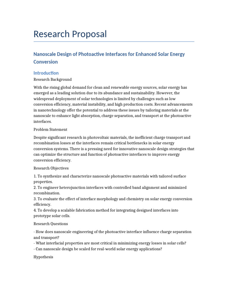 Nanoscale Design Solar Energy Proposal University of Turin | PDF ...