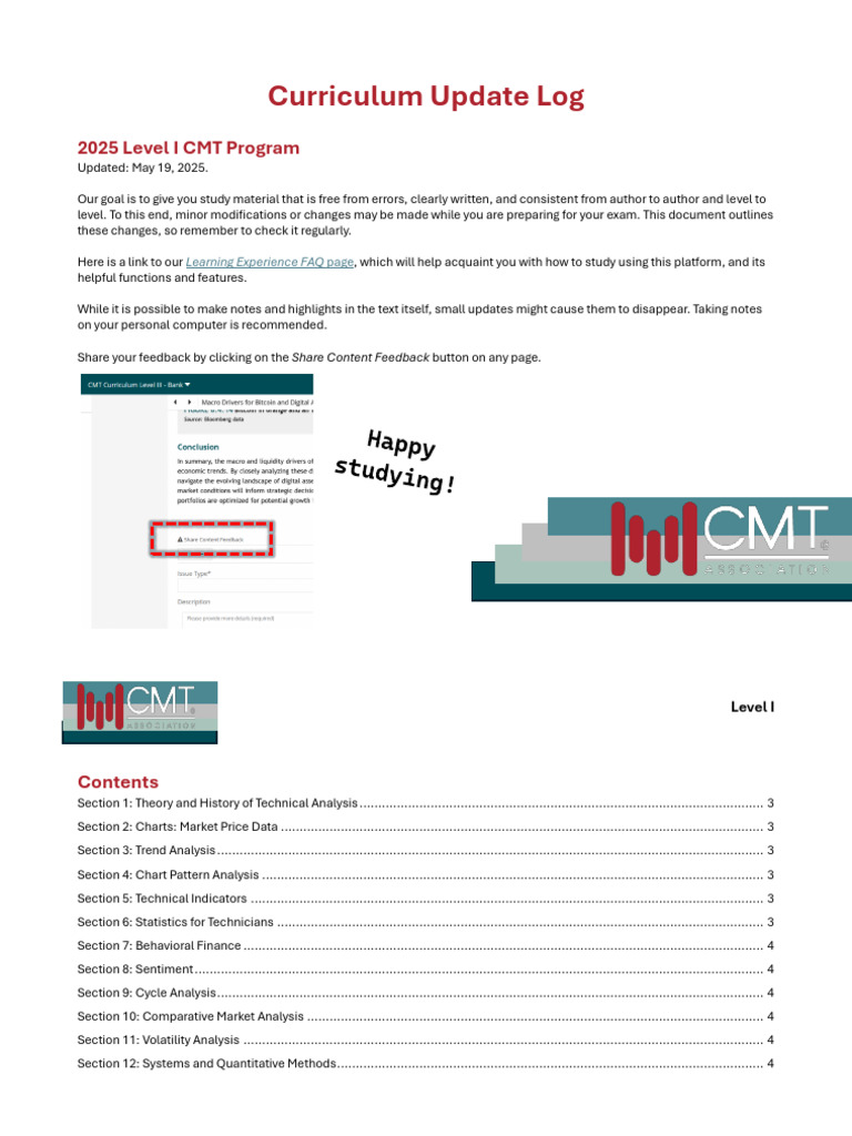 CMT Level I Curriculum Update 2025 | PDF | Technical Analysis