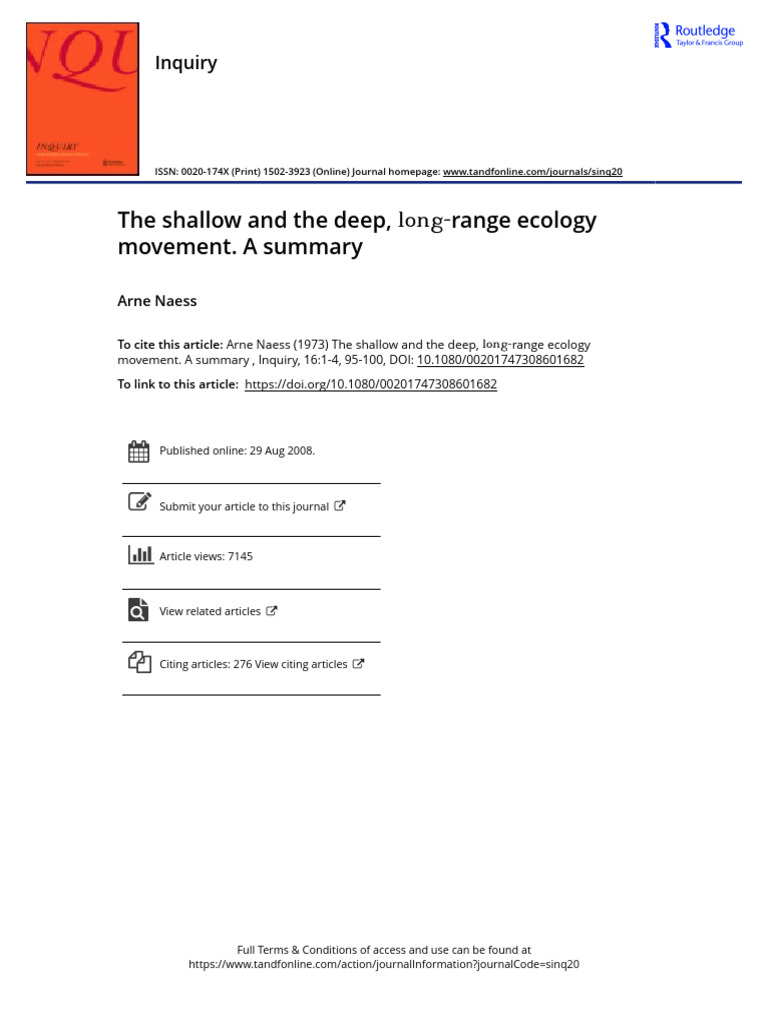 The Shallow and The Deep Long Range Ecology Movement. A Summary | PDF ...