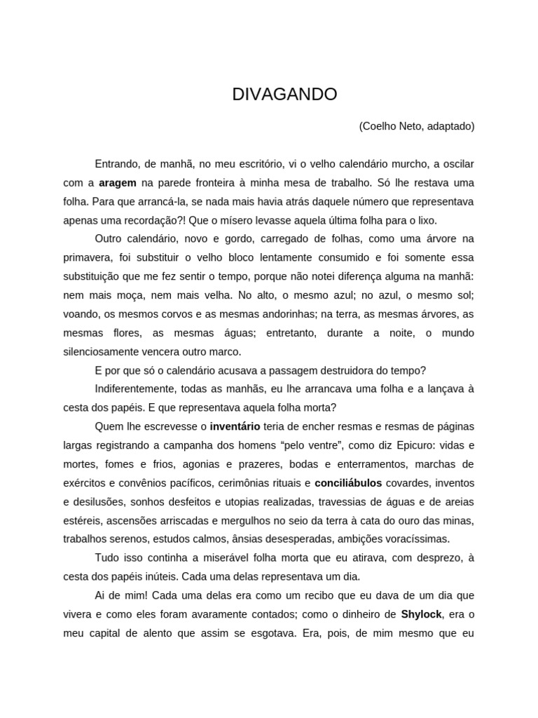 Reflexões sobre o Tempo e a Vida | PDF | Assunto (gramática) | Mecânica ...