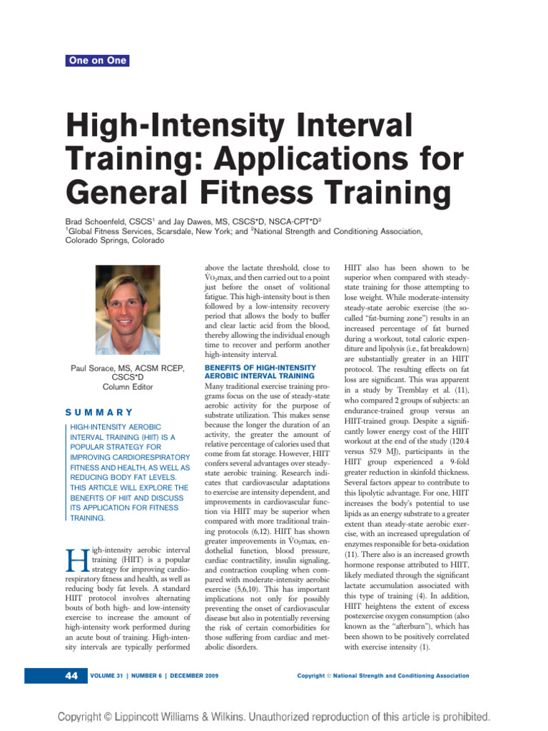 HIIT Benefits for Fitness Training | PDF | High Intensity Interval ...