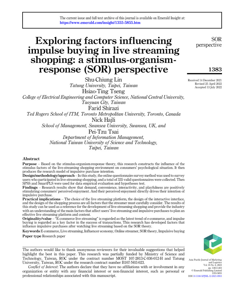 Impulse Buying in Live Streaming Commerce | PDF | Behavior | Emotions