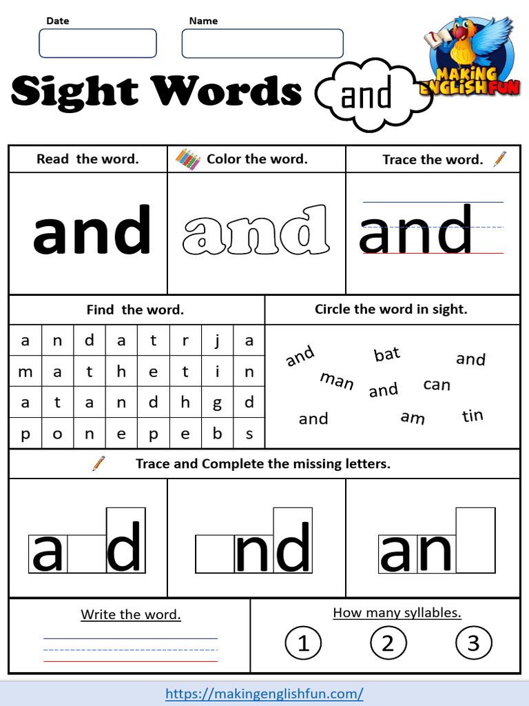 Free Sight Words Worksheet PDF | PDF