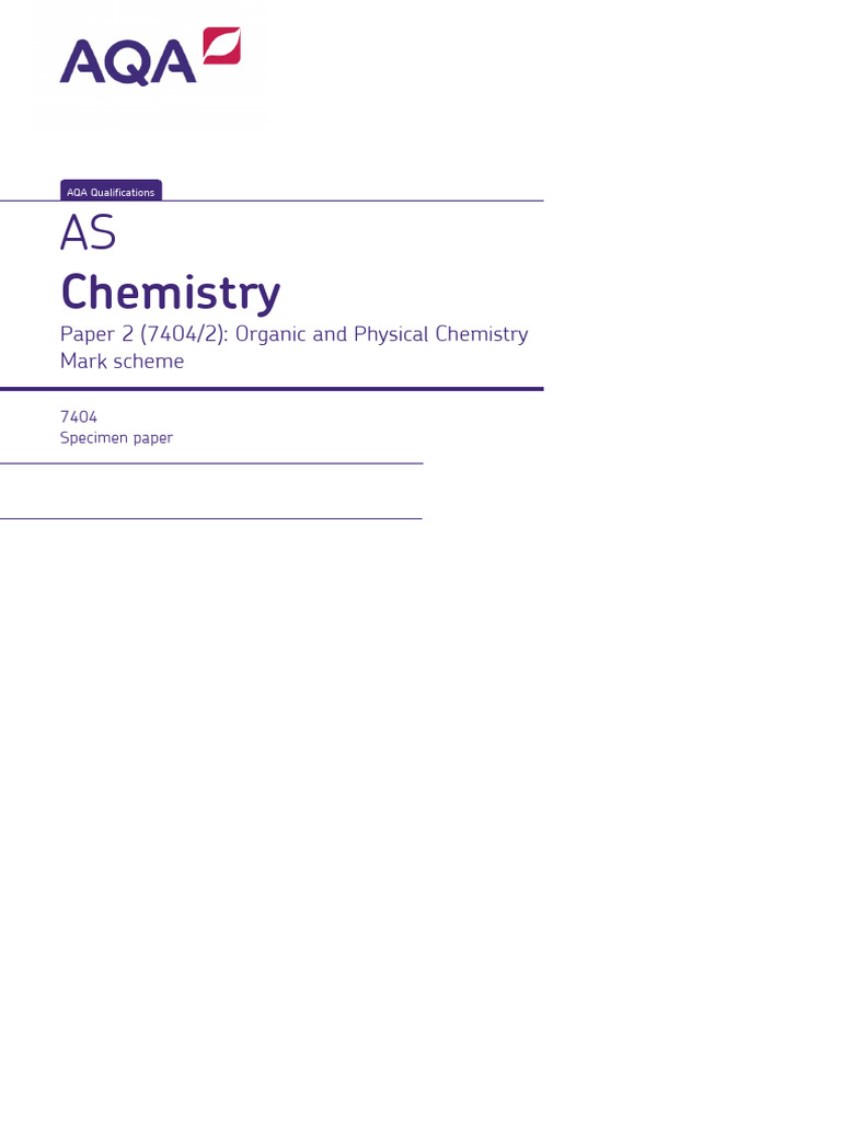 AS Chemistry Paper 2 Mark Scheme | PDF | Chemical Reactions | Chemistry