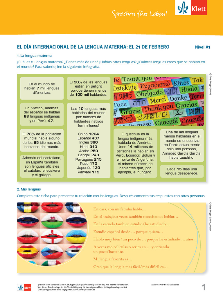 Día Internacional de la Lengua Materna | PDF | Lengua española ...