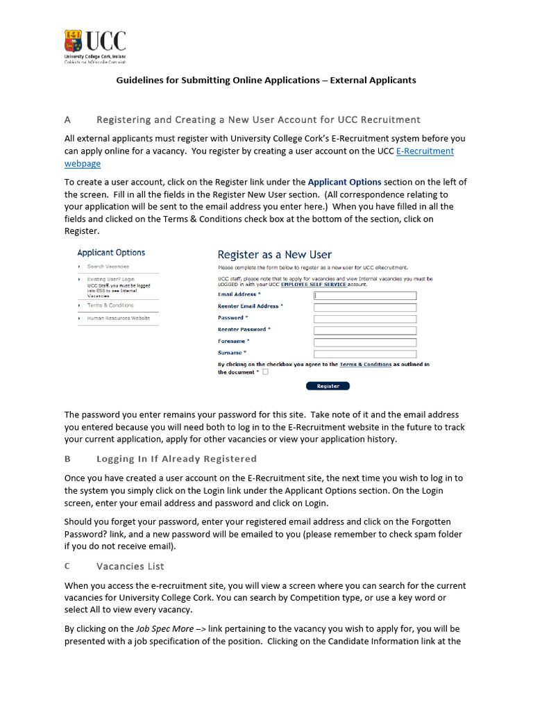 UCC Online Application Submission Guide | PDF | Password | Login