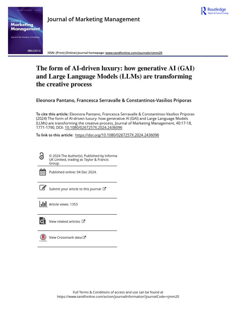 The Form of AI-driven Luxury How Generative AI GAI and Large Language ...