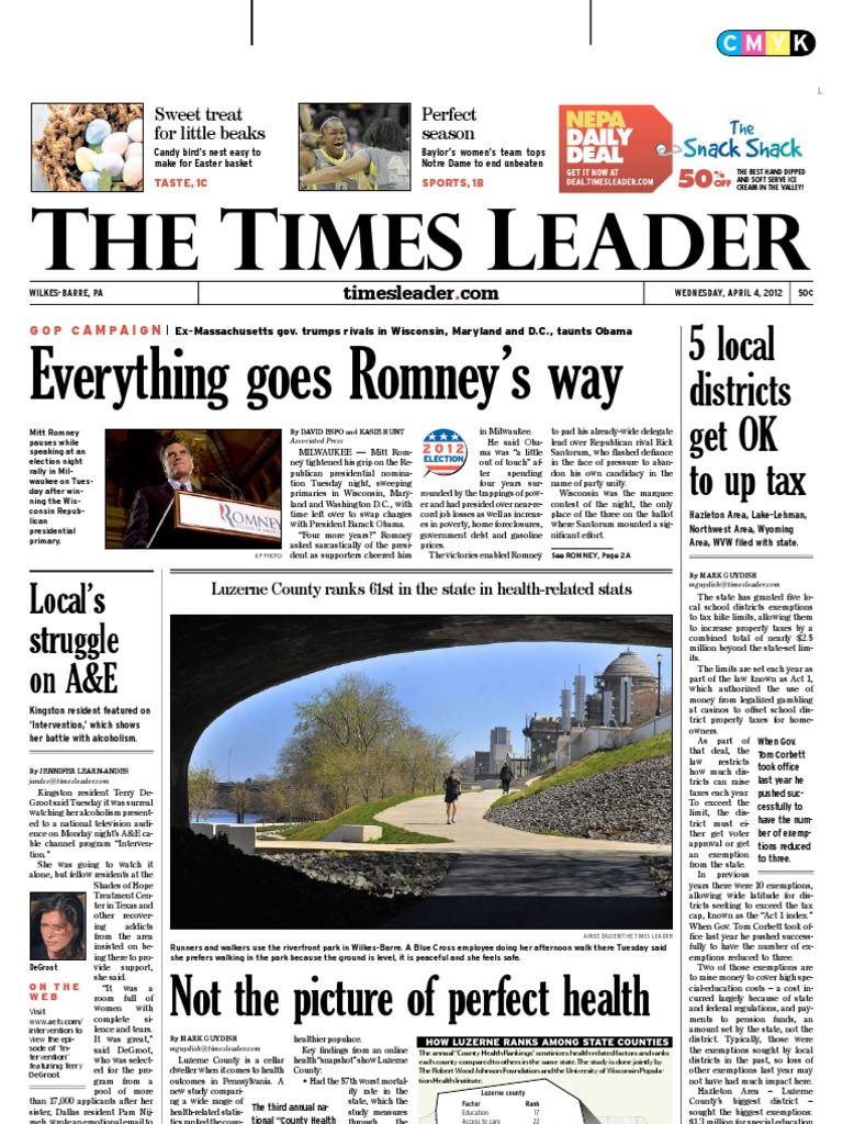 Times Leader 04-04-2012, PDF, Mitt Romney