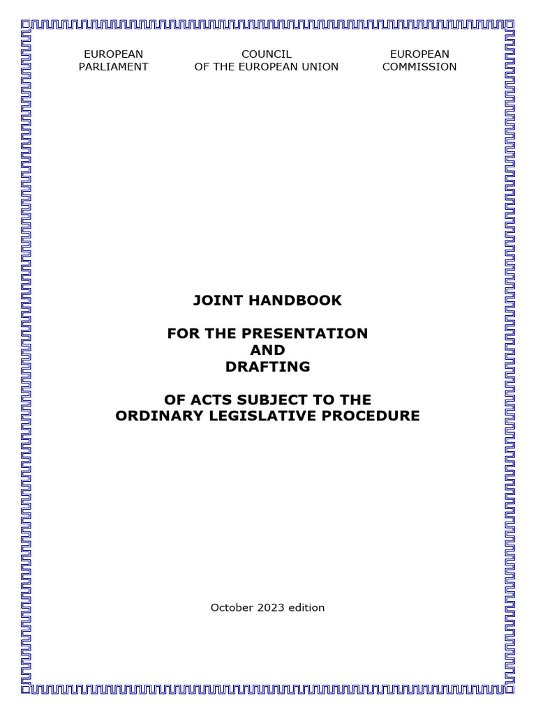 Joint Handbook for EU Legislative Drafting | PDF | European Court Of ...