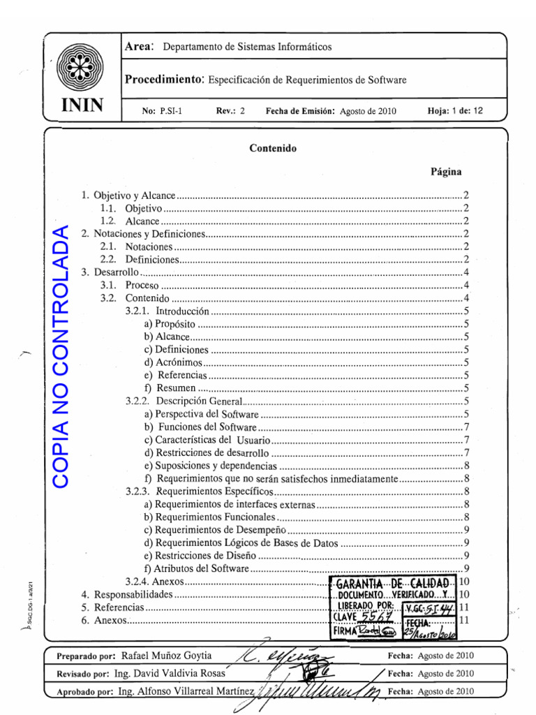 Especificación de Requerimientos de Software | PDF | Software ...