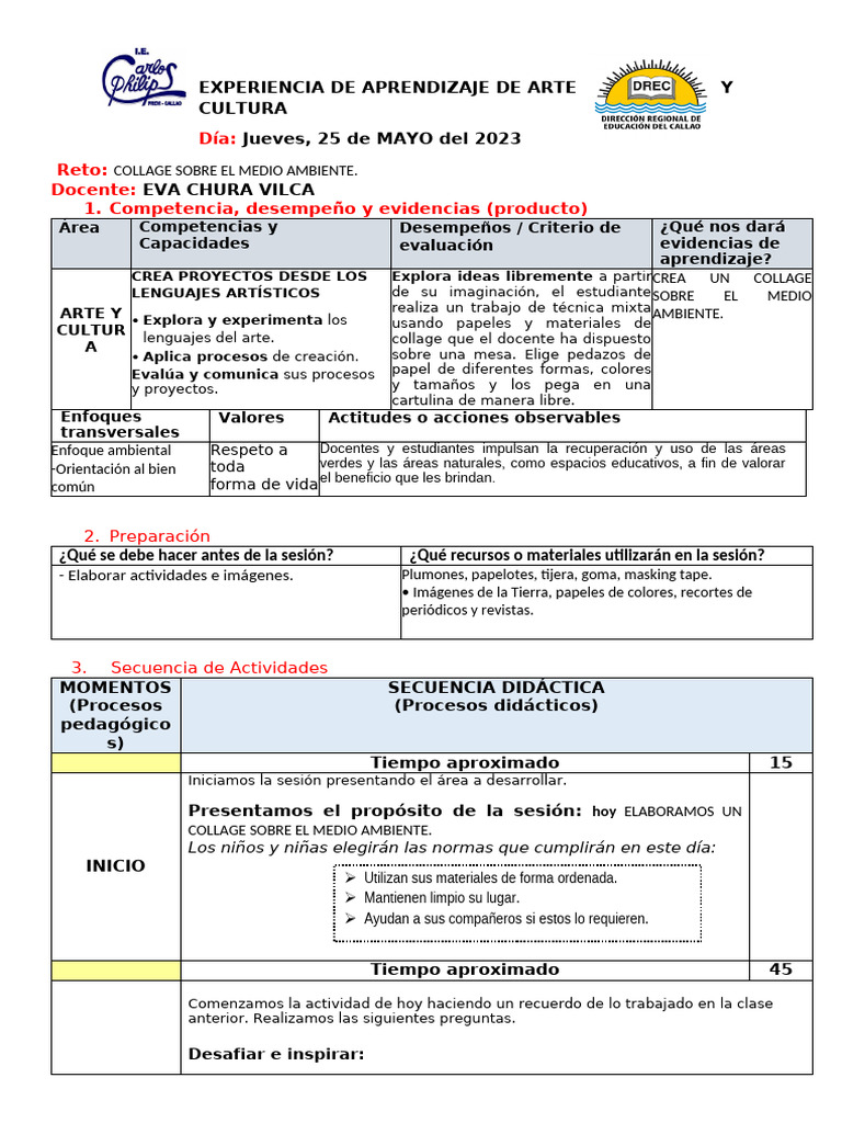 Experiencia de Aprendizaje Arte Jueves 25 Mayo Del 2023 | PDF ...