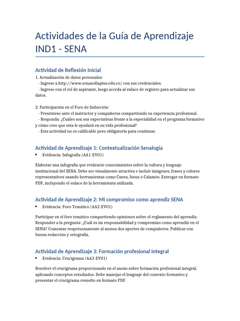 Actividades de Aprendizaje SENA 2023 | PDF