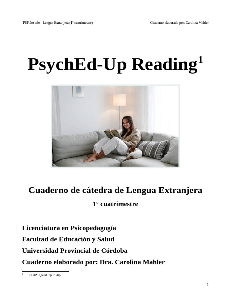 PSP Cuadernillo 1 - PsychEd Up Reading Mahler | PDF | Traducciones ...