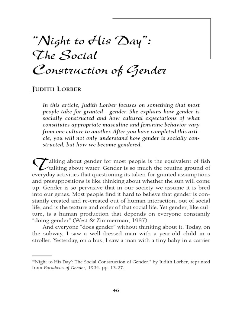 Social Construction of Gender Explained | PDF | Gender | Gender Studies