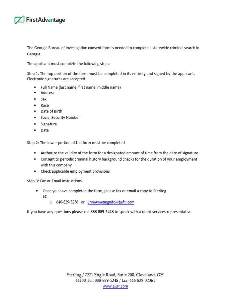 Georgia Criminal Consent Form Guide | PDF | Criminal Record | Justice
