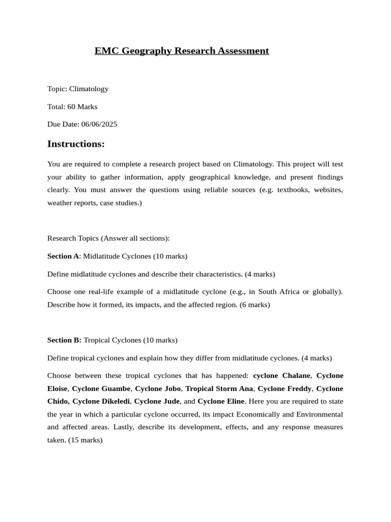 EMC Geography Research Assessment | PDF
