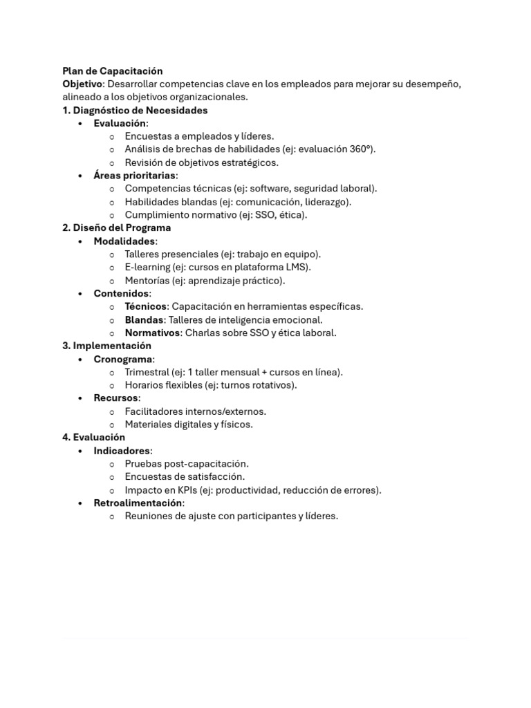 Planes de Capacitacion y Planeacion | PDF | Gestión de recursos humanos ...