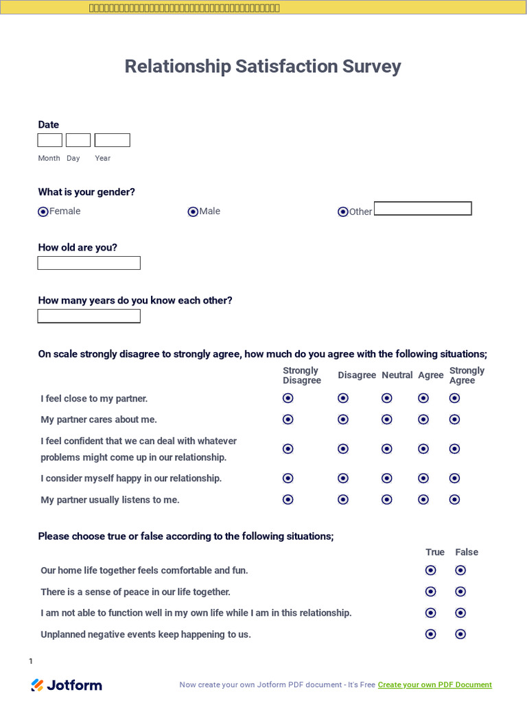 Relationship Satisfaction Survey Template | PDF