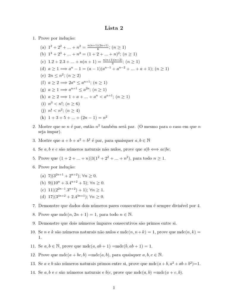 2 Lista de Exerccios | PDF