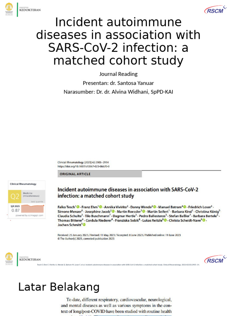Autoimmune Diseases Post SARS-CoV-2 Study | PDF | Immunology ...