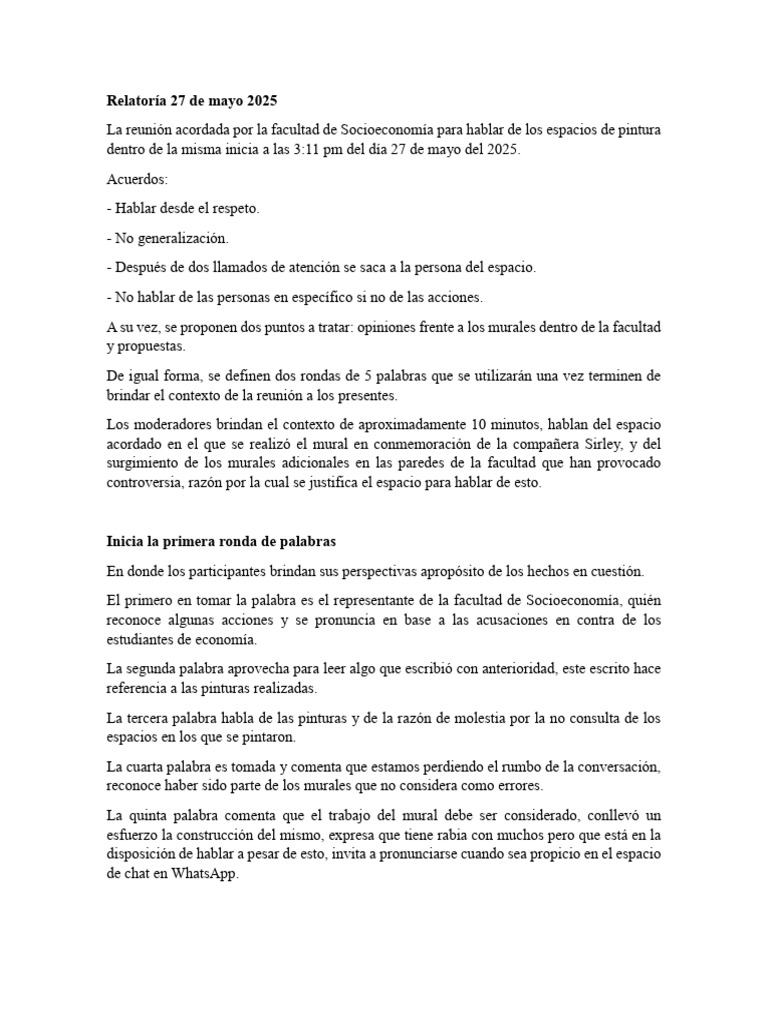 Relatoría 27 de Mayo 2025 - Reunión FCSE | PDF