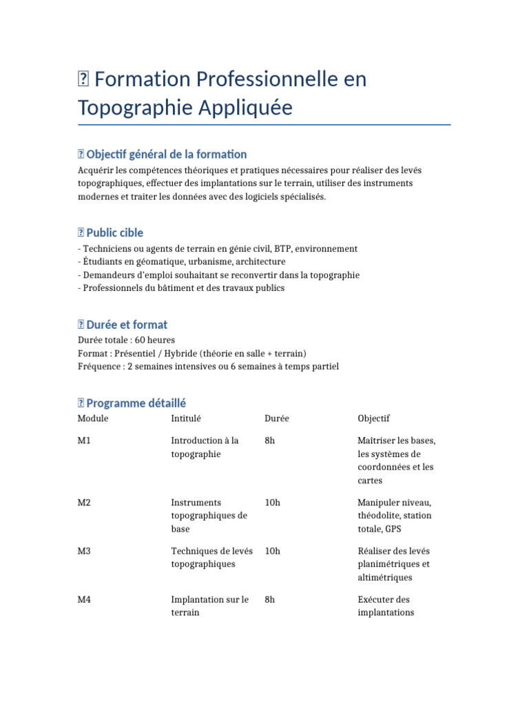Formation en Topographie Appliquée | PDF | Topographie | Logiciel