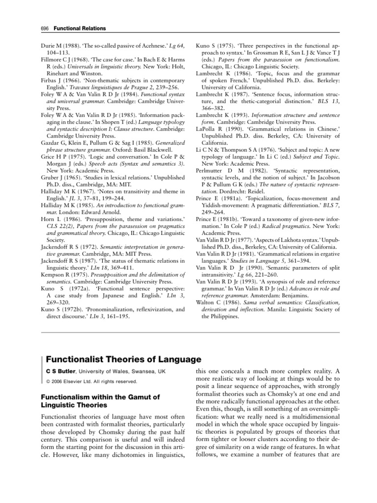 Overview of Functionalist Linguistic Theories | PDF | Syntax | Linguistics